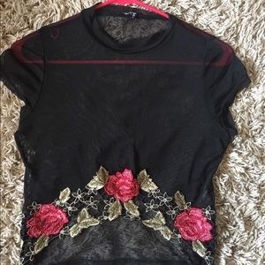Mesh Black Crop Top Size L